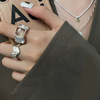 缠丝方糖s925纯银食指戒指，酷帅混搭时尚，个性夸张男女潮流开口指环