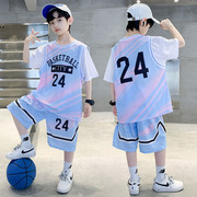 男孩子短袖运动服套装4-18岁高中生初中学生透气篮球服2024款球衣