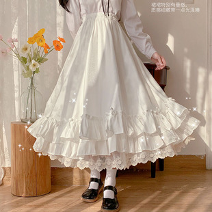 日系软妹白色蛋糕裙半身裙，荷叶边半身裙，秋冬高腰仙女裙女大摆裙子