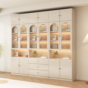 书柜轻奢带玻璃门组合书架家v用一体整墙储物柜客厅实木置物柜展