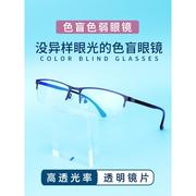 红绿色盲色弱矫正纠正眼镜无色透明框架看图辨色专用近视通用