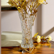 欧式水晶玻璃镶铜蜻蜓客厅桌面花瓶豪华软装样品房饰品摆件花器