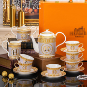 欧式骨瓷咖啡具套装高档英伦风下午茶金色，h茶杯创意乔迁结婚