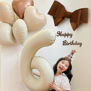 生日快乐场景布置1周岁奶油拍照2两岁宝宝气球，数字女儿童派对背景