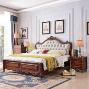 美式轻奢实木床现代简约欧式雕花，软包靠背主卧双人床高箱储物大床