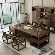 新中式办公桌椅组合实木老板桌简约现代大班台高端总裁办公室