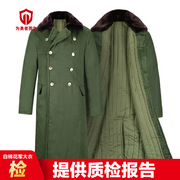 过检原棉军绿色大衣，保安防寒服足5斤厚棉军绿大衣保暖加厚款