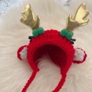 圣诞节宠物鹿角帽子猫咪狗狗，布偶猫麋鹿，圣诞针织头套泰迪蔚来帽子