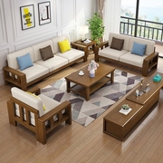 北欧实木沙发组合沙发床，现代布艺转角l型沙发小户型家具