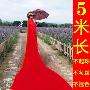 5米红色丝巾女薄4米雪纺纱巾，3米时尚围巾，超大纯色披肩防晒沙滩巾
