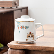 第二集招财猫陶瓷杯子，泡茶马克杯茶杯过滤办公水杯，大容量茶水分离
