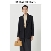 meacheal米茜尔秋季羊毛混纺，黑白条纹西服，外套通勤休闲女西装