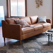 美式复古真皮沙发欧式小户型三人位组合简约现代客厅皮艺沙发