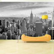 3d立体大型壁画客厅沙发背景，墙纸欧美建筑，风景墙布5d黑白城市壁纸