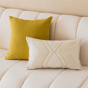 长方形腰枕沙发客厅美式轻奢纯色靠垫套抱枕套样板间办公室午睡枕
