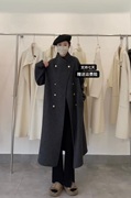 2023韩系立领双面羊绒，大衣女中长款设计感双排扣加厚羊毛外套