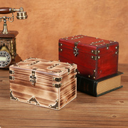 实木质复古证件杂物桌面，收纳盒首饰储物盒家用做旧装饰木盒子木箱