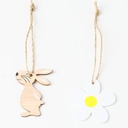 2020复活节木质工艺品兔子摆件创意白色花北欧风格家居装饰品