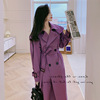 法式浪漫紫色双排扣风衣女秋季品宽松显瘦系带中长款外套