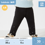 巴拉巴拉宝宝裤子女童打底裤，加绒冬季婴儿，长裤加厚保暖精致印花潮