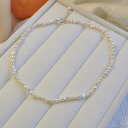 天然珍珠/巴洛克异形不规则项链女士锁骨链小珍珠时尚颈链14k包金