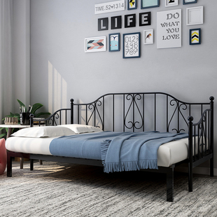 欧式铁艺沙发床折叠两用经济型，可推拉床铁床，简约单人沙发床小户型