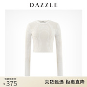 dazzle地素奥莱白色，小众镂空针织衫，长袖上衣女2d4e4061b