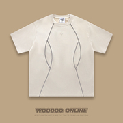 时间证言 WOODOO 设计师品牌 美式复古个性腰线设计 男女短袖T恤