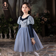 爱莎公主裙女童春装，2023生日礼服儿童服装，连衣裙灰姑娘裙子