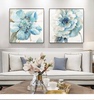 印花dmc十字绣套件客厅餐厅，沙发背景多联画满绣现代蓝色花卉
