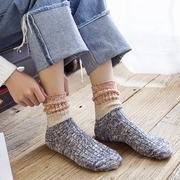袜子女中筒袜秋冬季粗线雪地靴长袜民族风复古加厚保暖毛线针织袜