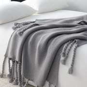 冬季加厚保暖针织毛线，盖毯网红毛毯沙发单人，午睡装饰毯脏粉色