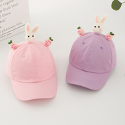 女童鸭舌帽春秋季防晒儿童太阳帽可爱小兔男女宝宝遮阳软顶棒球帽