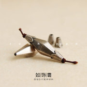 如饰雲莲花八棱顶珠纯银，做旧手工勒子枣型珠手串珠串diy配饰be