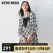 Vero Moda连衣裙2023秋冬优雅气质浪漫百搭甜美七分袖蝴蝶结