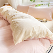 夏季床上四件套纯色双拼，高级感床单被套，被罩宿舍水洗棉床品三件套