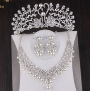 新娘饰品珍珠天鹅大珍珠款项链耳环三件套婚纱配饰