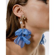 欧美超仙纯手工蕾丝花朵原创设计耳环度假风，气质百搭时尚耳饰