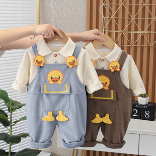 宝宝背带裤秋装套装0-1一3岁儿童装2男小童，6个月婴儿衣服春秋韩版