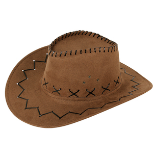 西部牛仔帽户外旅游休闲男女遮阳帽，仿麂皮绒夏季防晒清凉骑士帽子