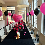 玫红嫩粉黑色气球，生日派对劳动节装饰订婚520表白场景布置气球