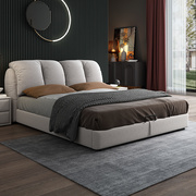 皮床实木床轻奢1.8米双人床意式主卧婚床1.5米储物现代简约