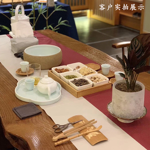 定制原木大板家具仿古茶桌椅组合客厅功夫茶几中式全实木茶艺桌泡