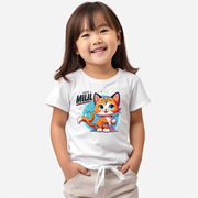 儿童短袖T恤卡通小猫图案男童夏装纯棉半袖女童宝宝白色上衣t童装