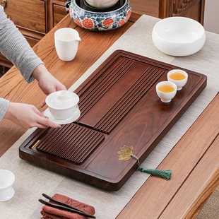 茶盘套装家用电木款排水实木茶具新中式竹制，茶托长方形客厅泡茶台