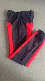 春秋男女同款运动长裤红色拼接藏蓝色休闲运动加绒加厚裤子