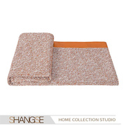 尚塞布艺轻奢样板房搭巾现代橙色皮质包边床尾装饰床上沙发搭毯