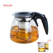 茶吧机保温大容量花茶壶，耐热玻璃泡，茶壶不锈钢过滤网茶具套装f