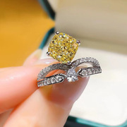 本命年珠宝 S925银戒指镶嵌肥方8*8高碳钻时尚感女款戒指礼物