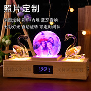 水晶天鹅蓝牙时钟diy照片木质，音乐盒结婚情侣纪念品礼物创意摆件